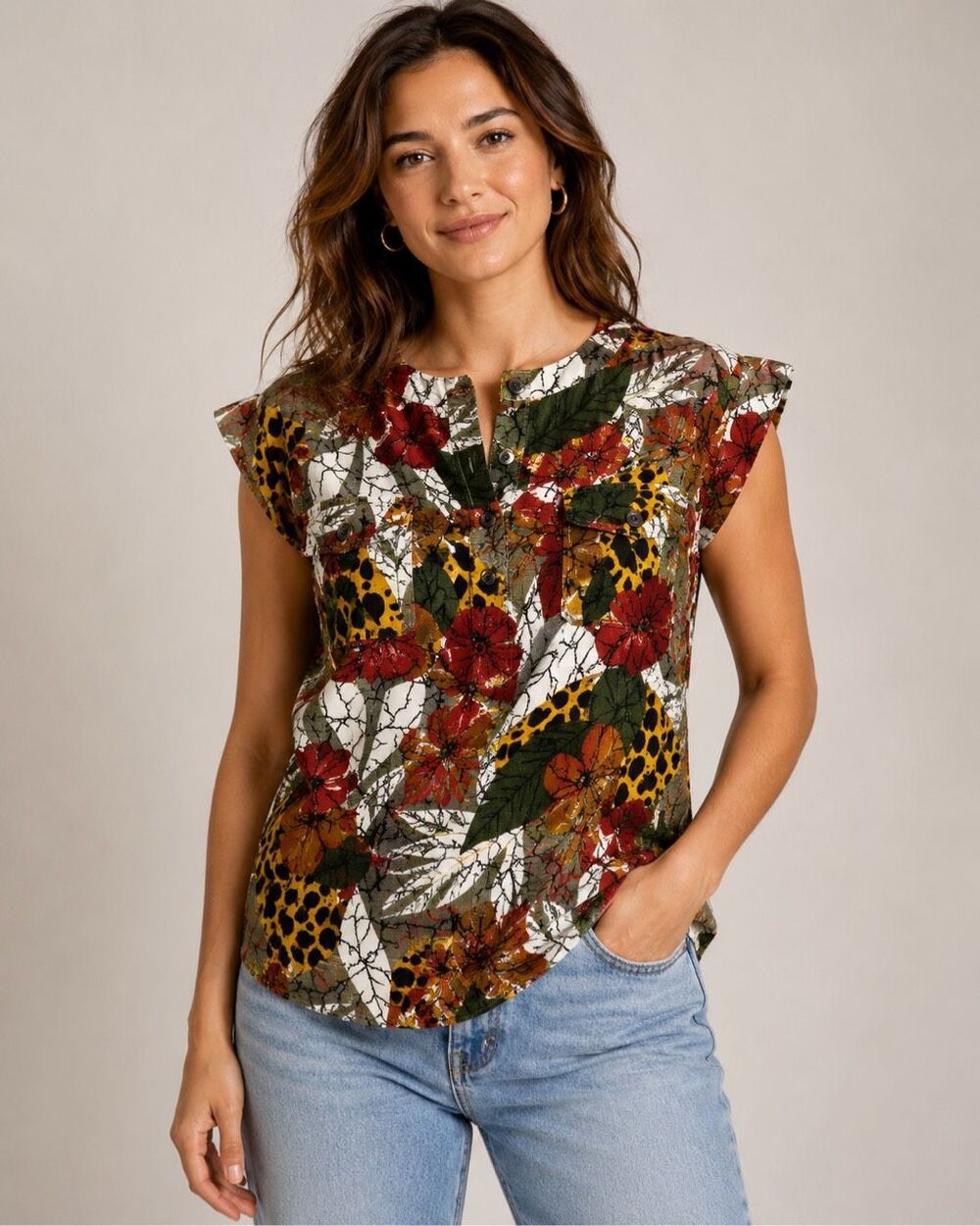 Vintage Water Water Every Wear Miami Floral Pocket Top USA Womens Small
